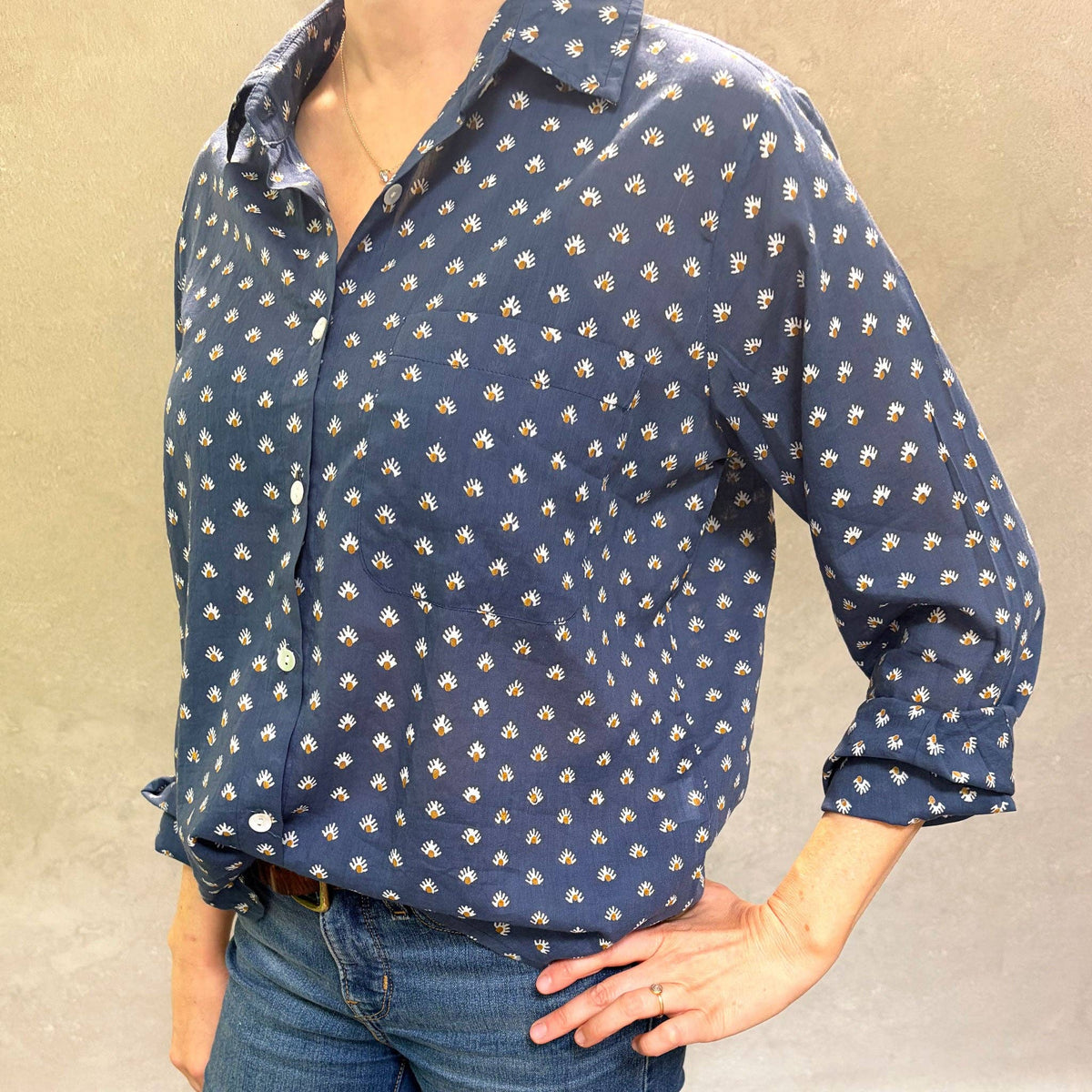 Pali Top- Aja Navy in Lightweight Cotton