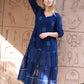 Bells Maxi Dress Hand Block Printed Blue