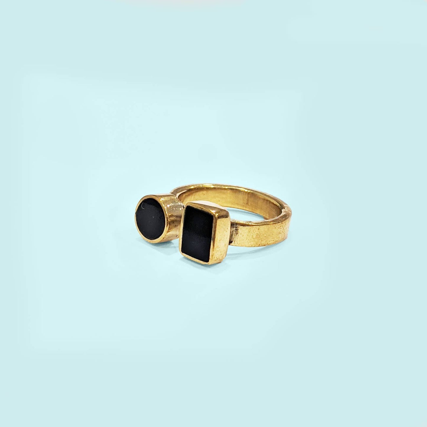 Geo Ring in Black - Recycled Brass