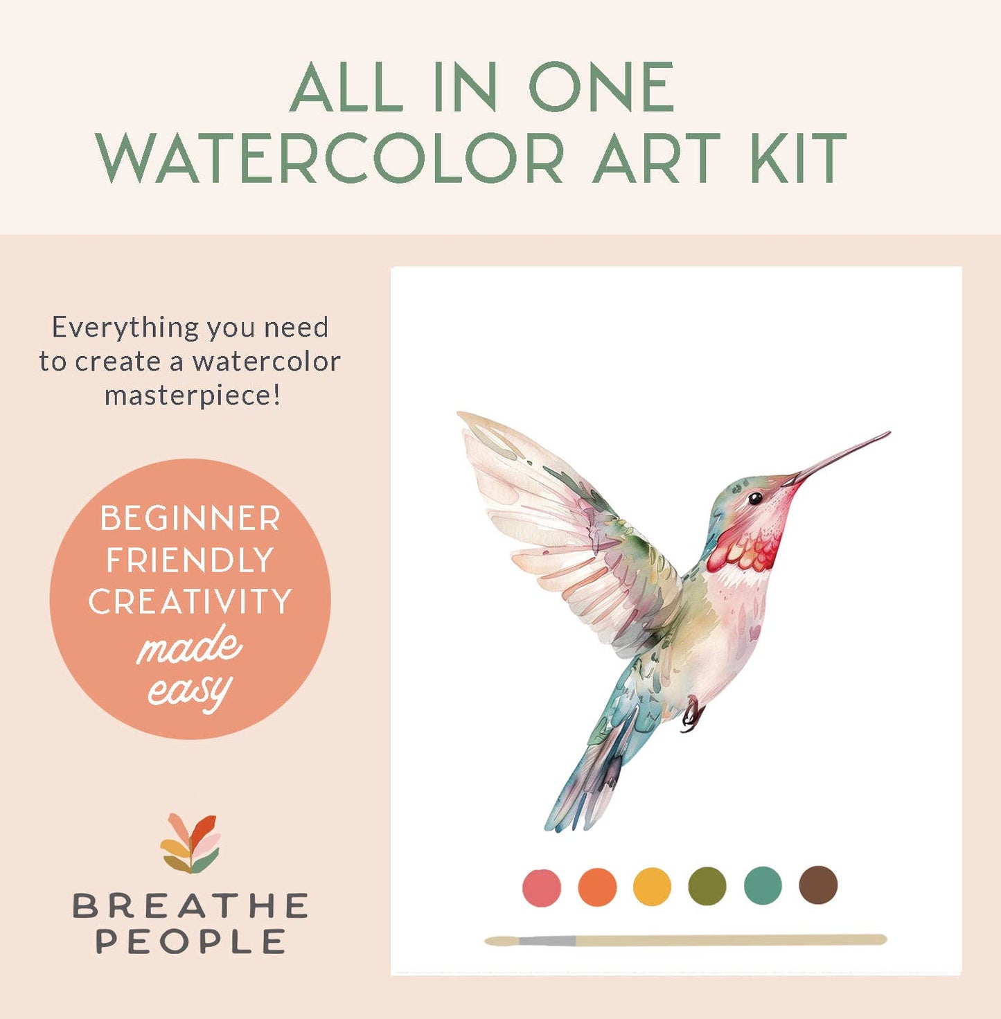 Beginner Watercolor Kit - Hummingbird