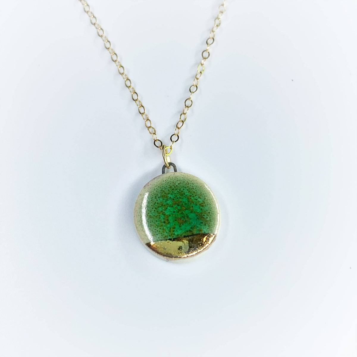Small Circle Necklace - Green/Gold