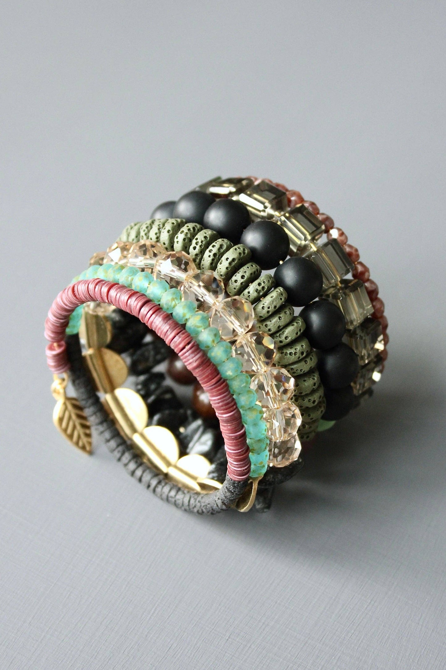 Moss and Cocoa Wrap Bracelet