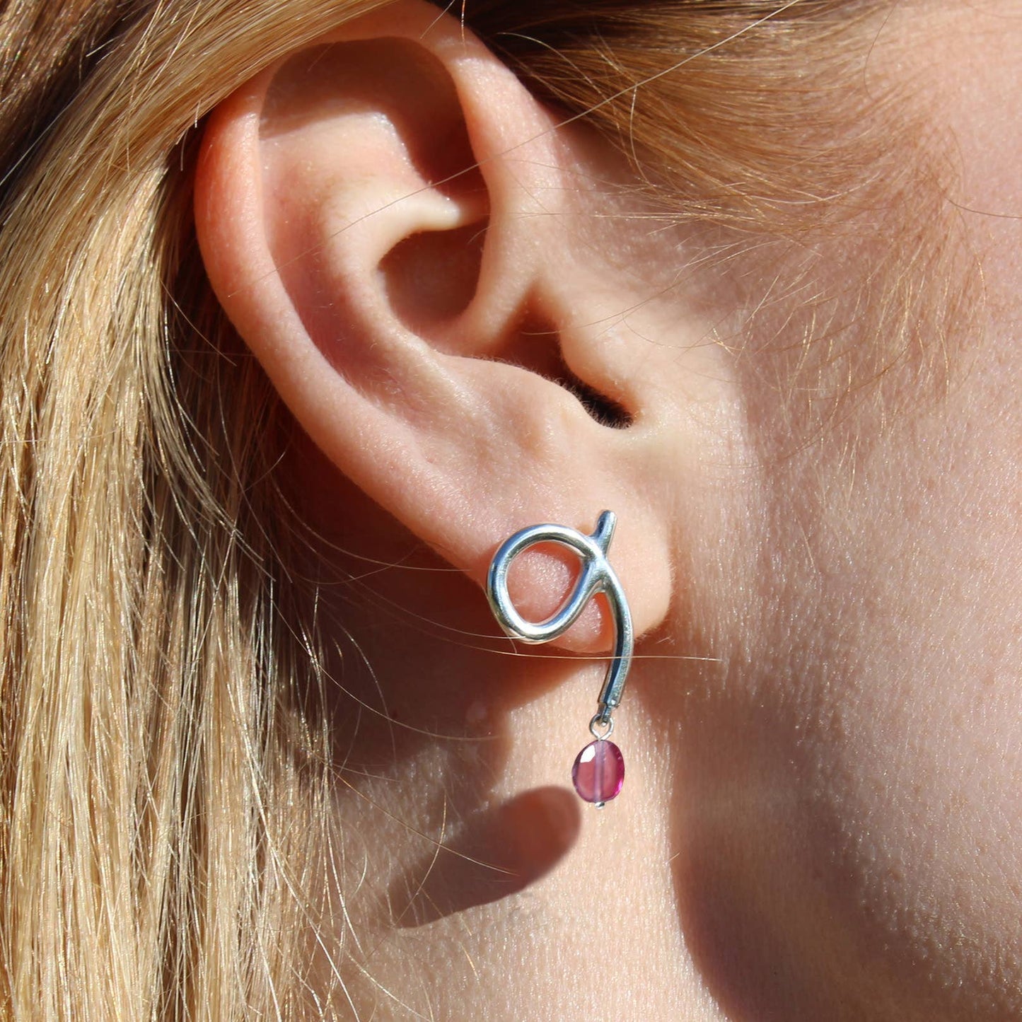 Memory Earrings with Rhodolite Garnet