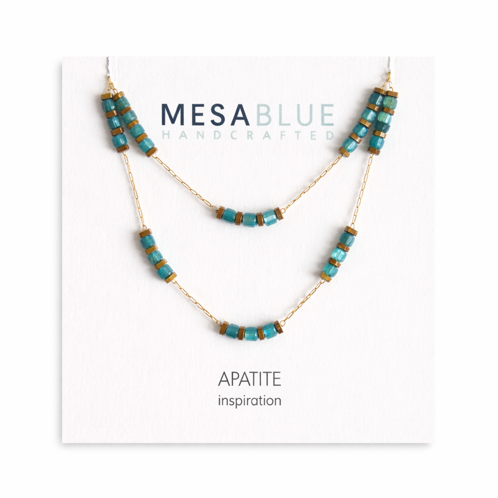 Square Gemstone Beaded Necklace