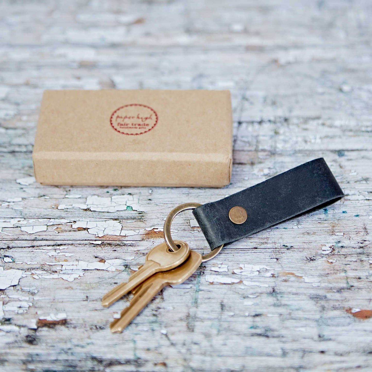 Buffalo Leather Loop Keyring - Keychain - Key Fob