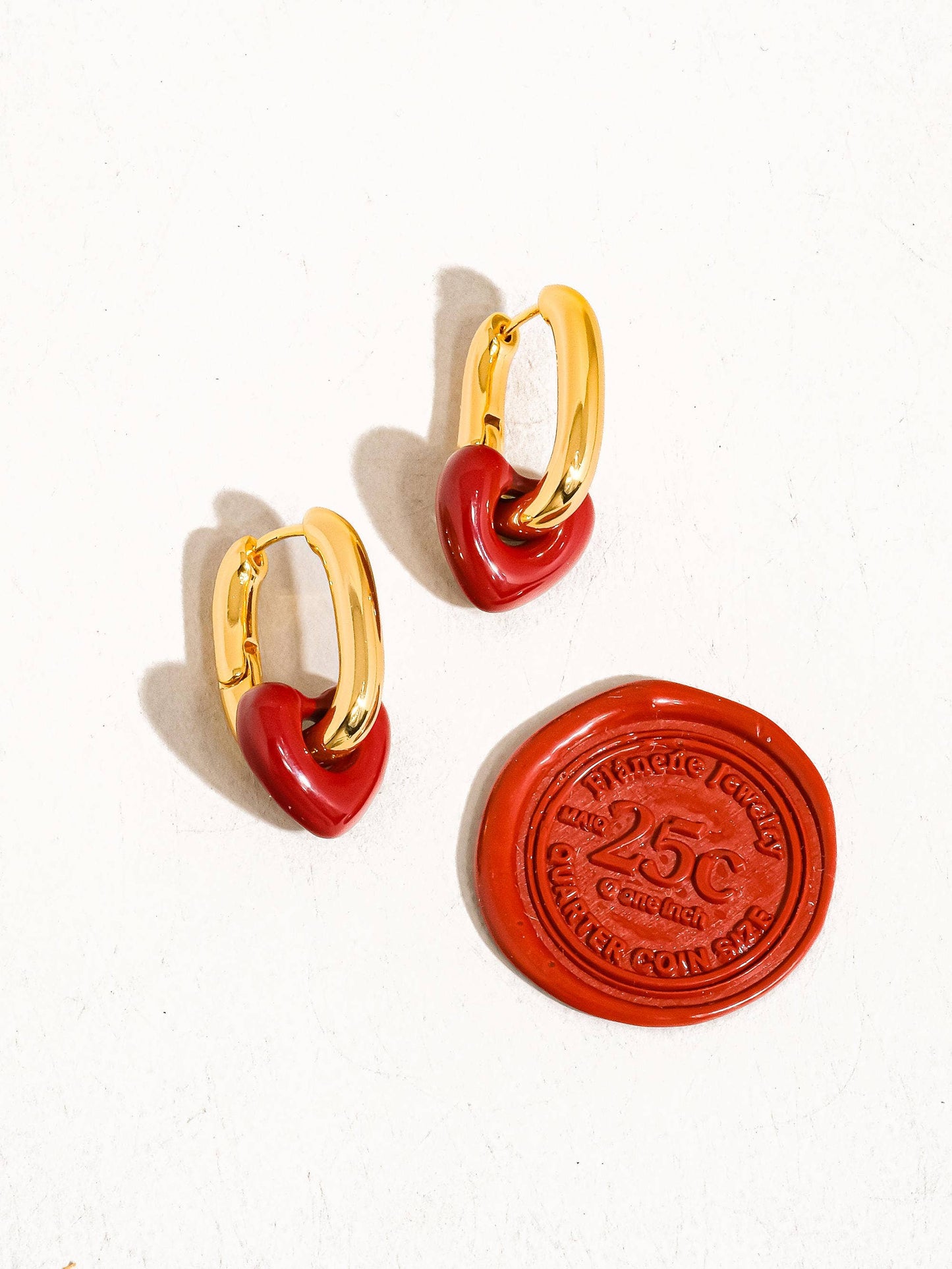 Lilou 18K Plated Red Heart Earring