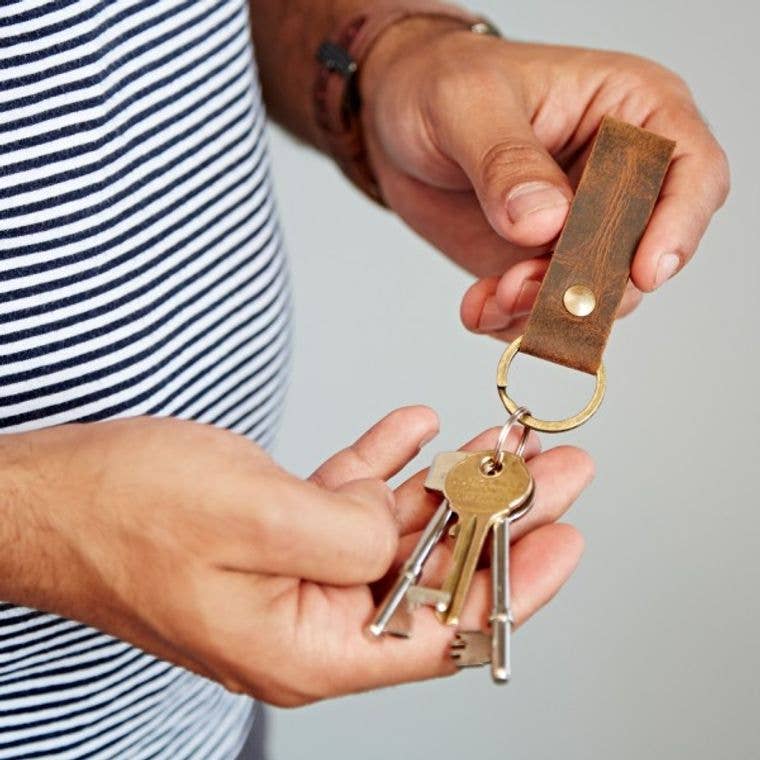 Buffalo Leather Loop Keyring - Keychain - Key Fob