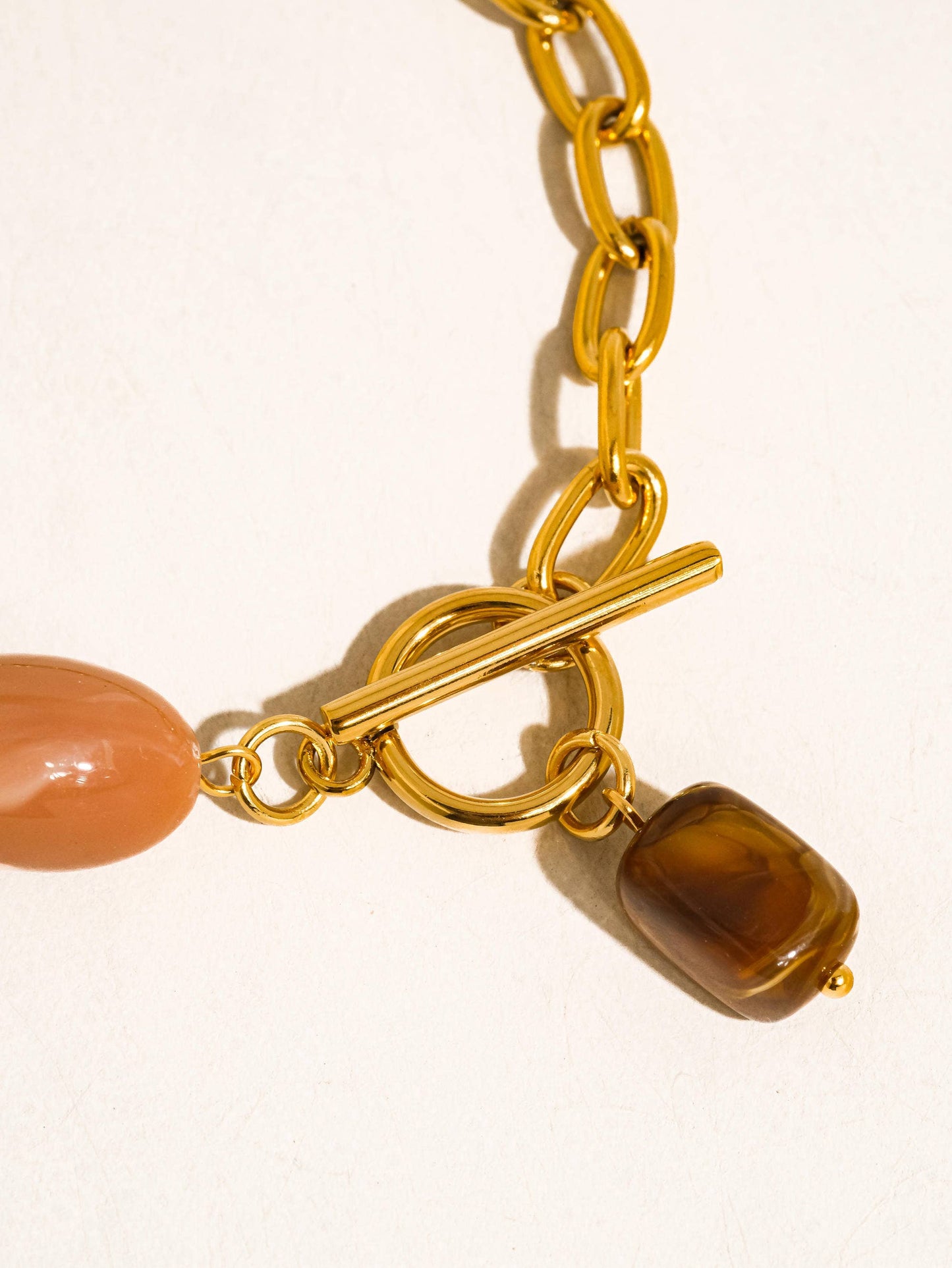 Kenlie 18K Gold Non-Tarnish Agate Charm Bracelet