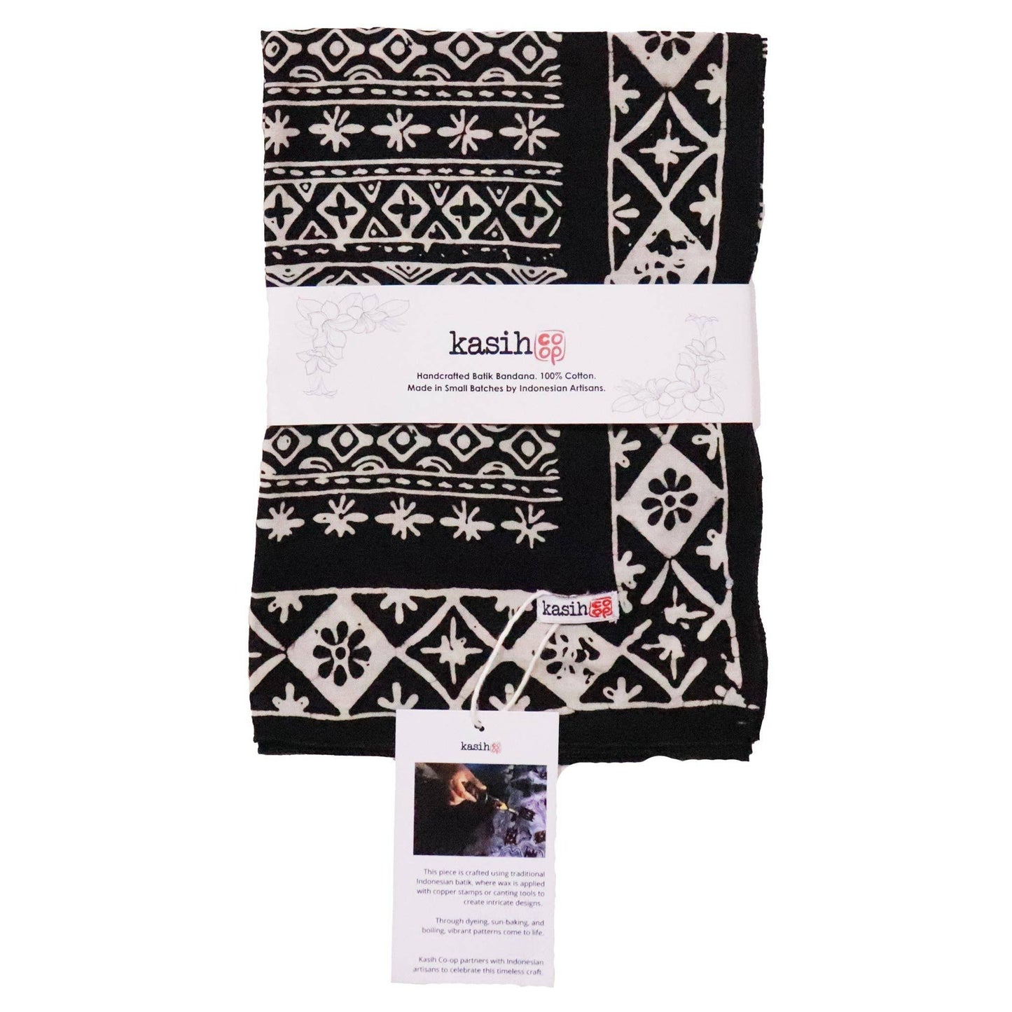 Black White Geometric Batik Bandana