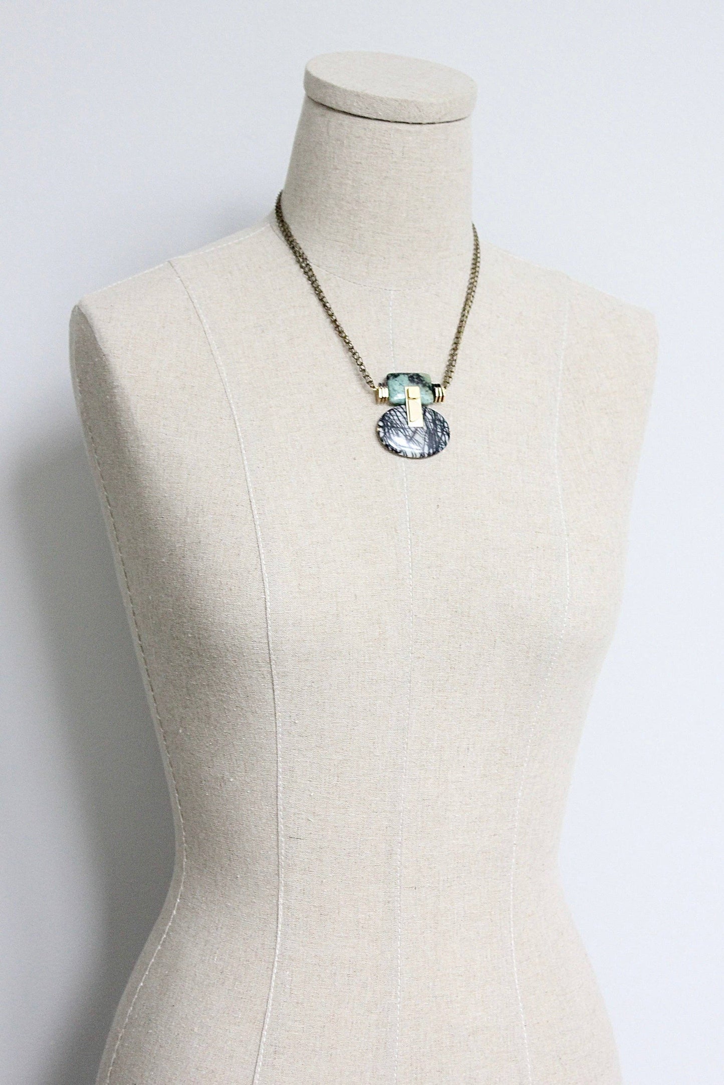 Jasper & Oxidized Brass Necklace