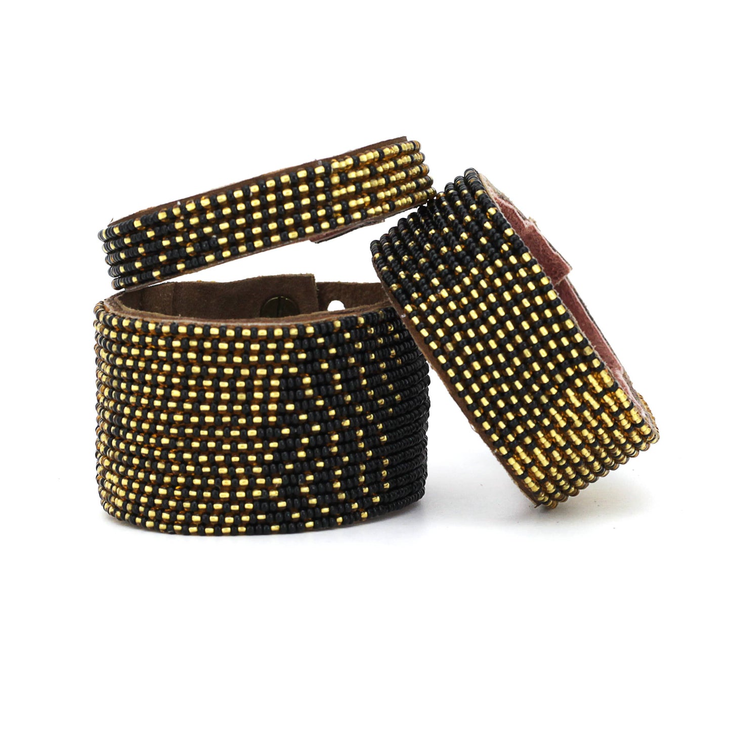 Small Black and Gold Ombre Leather Cuff