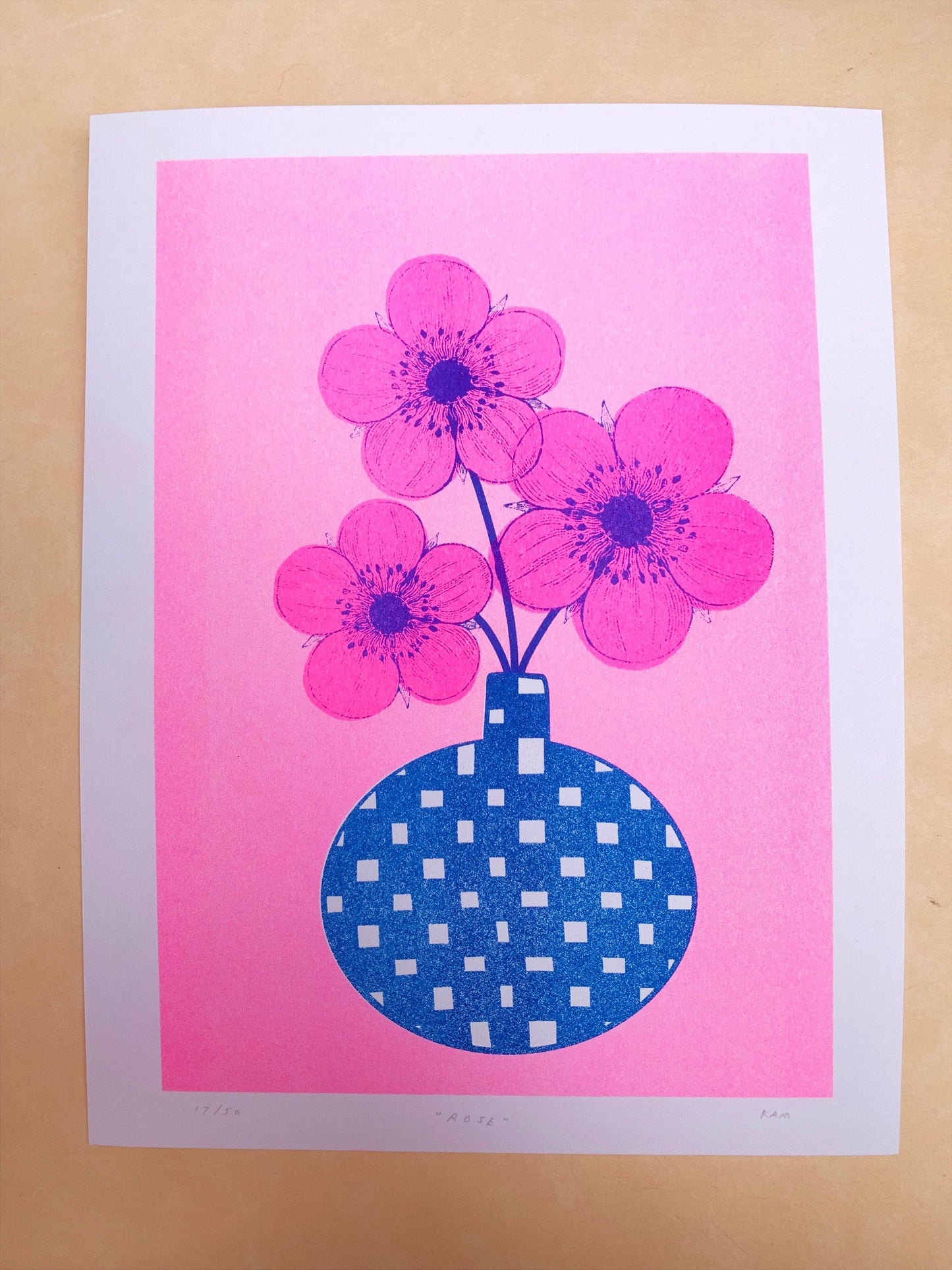 Risograph Print - 8.5x11" Rose