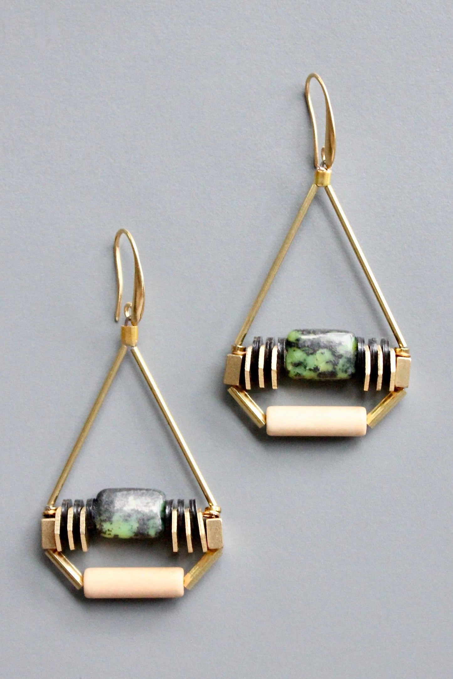 Glass and Jasper Art Deco Earrings