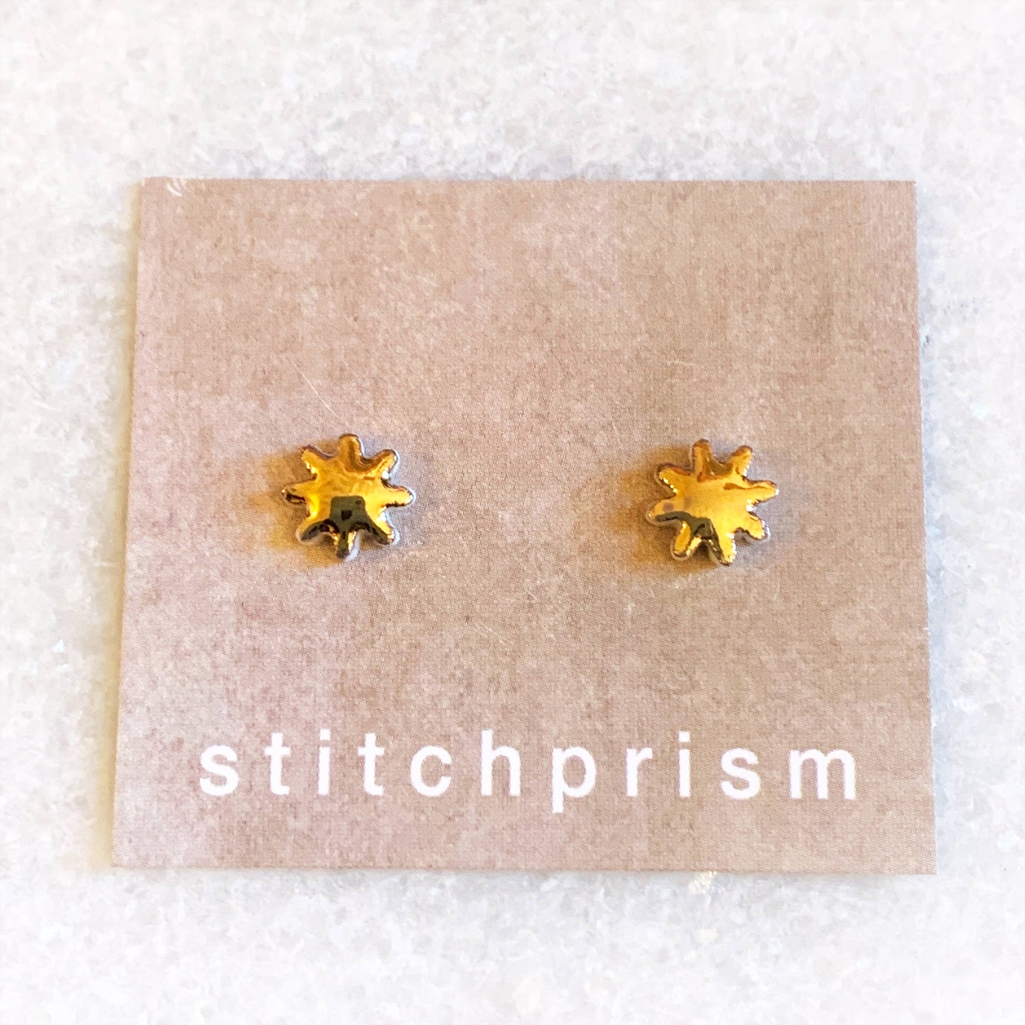 Flower + Gold Ceramic Studs