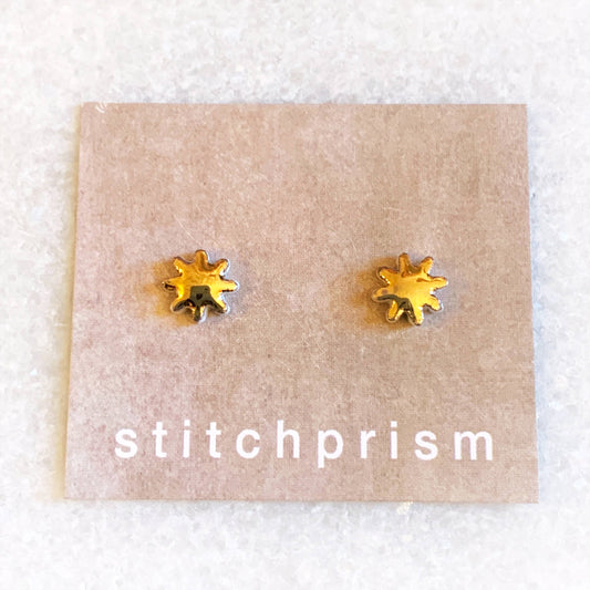 Flower + Gold Ceramic Studs