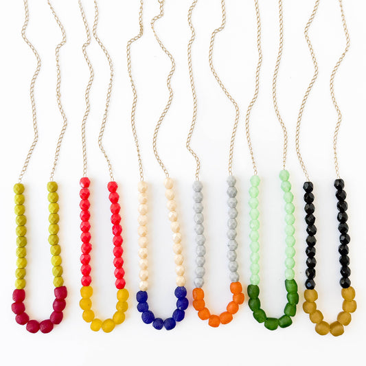 New Colors! Recycled African Glass And Mixed Bead Necklace