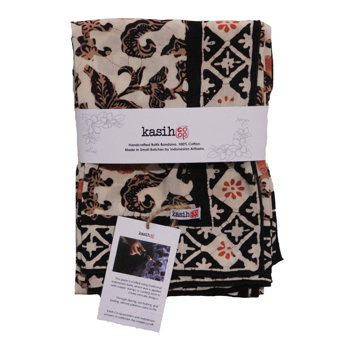 Citrus Noir Peach Orange Black Batik Bandana