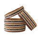 Medium Stripes Light Neutral Beaded Leather Cuff