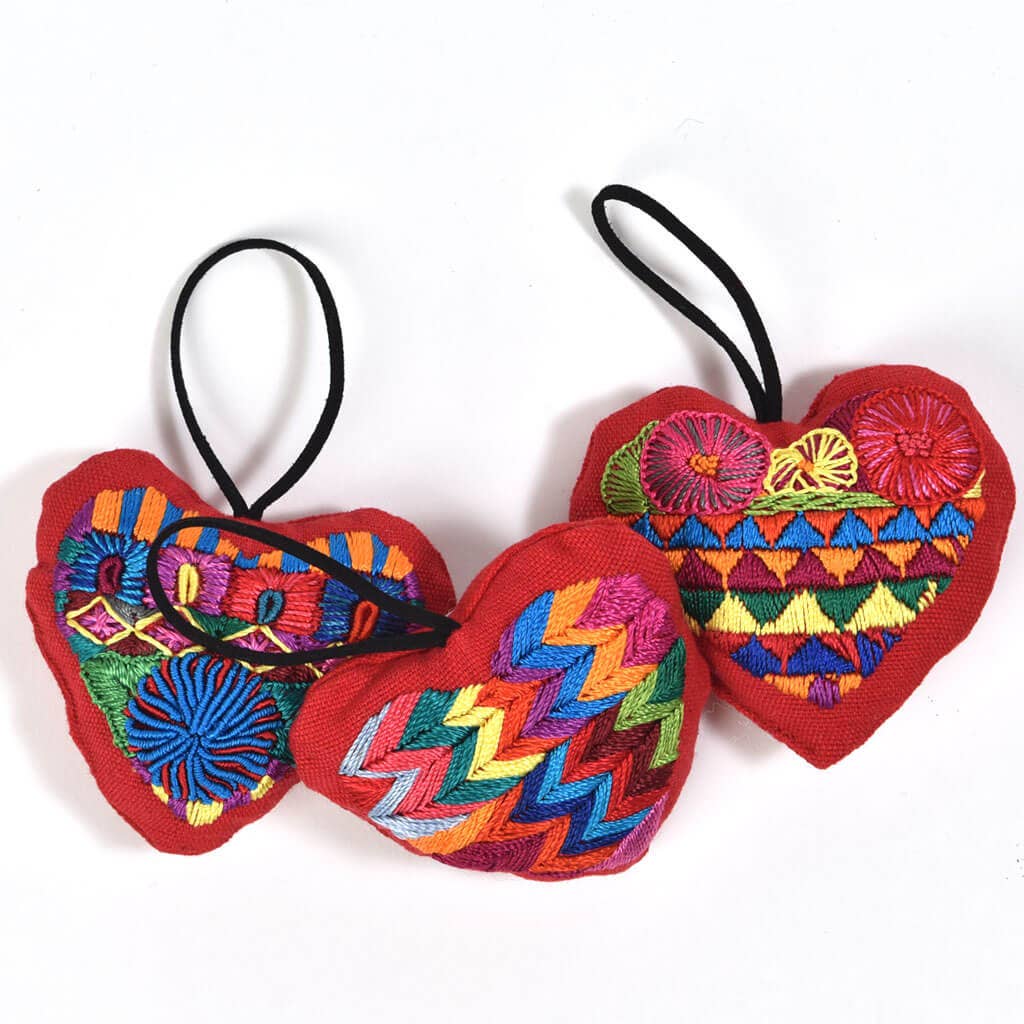 Hand Embroidered Christmas Holiday Ornaments from Guatemala