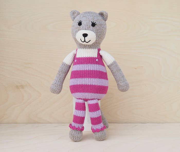 Handmade Knit Cat in Dungarees