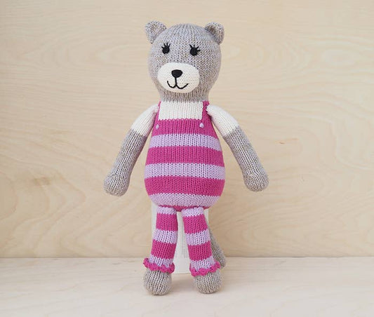 Handmade Knit Cat in Dungarees