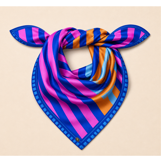 Silk Scarf: Framed Stripped Tile