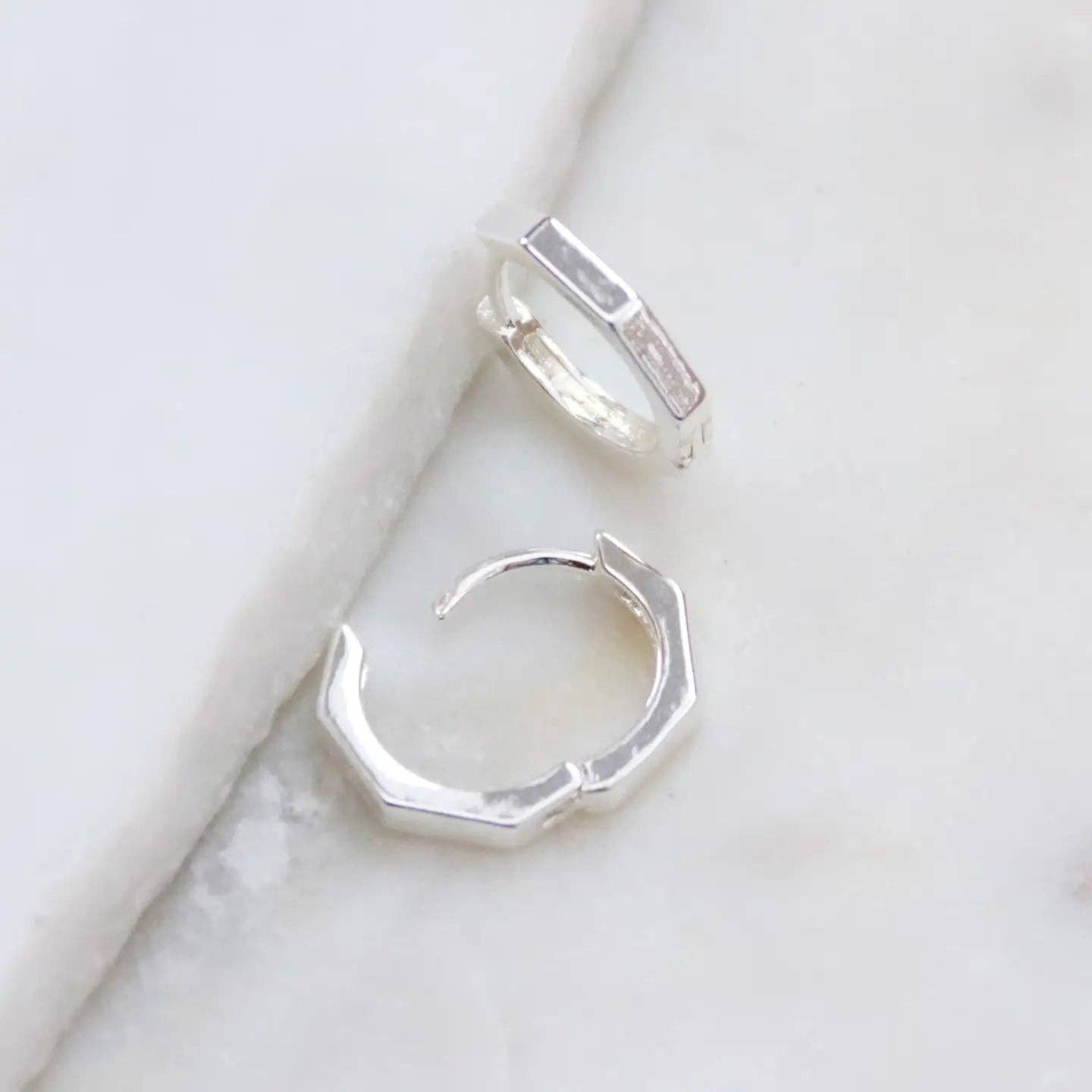 Hexagon Huggie Earrings