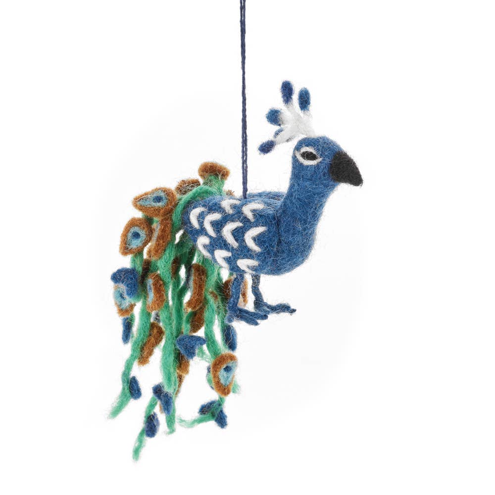 Handmade Felt Pablo the Peacock Hanging Decoration