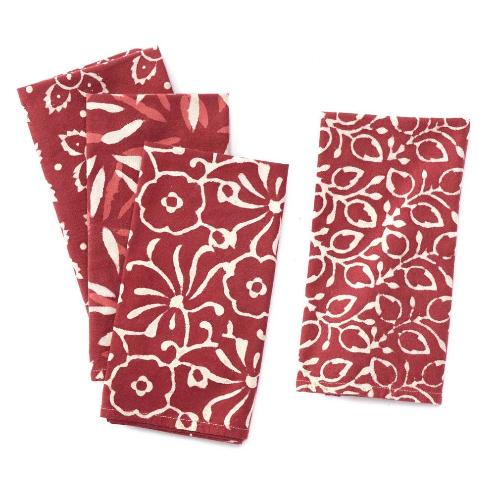 Henna Dabu Block Print Napkins - Set of 4