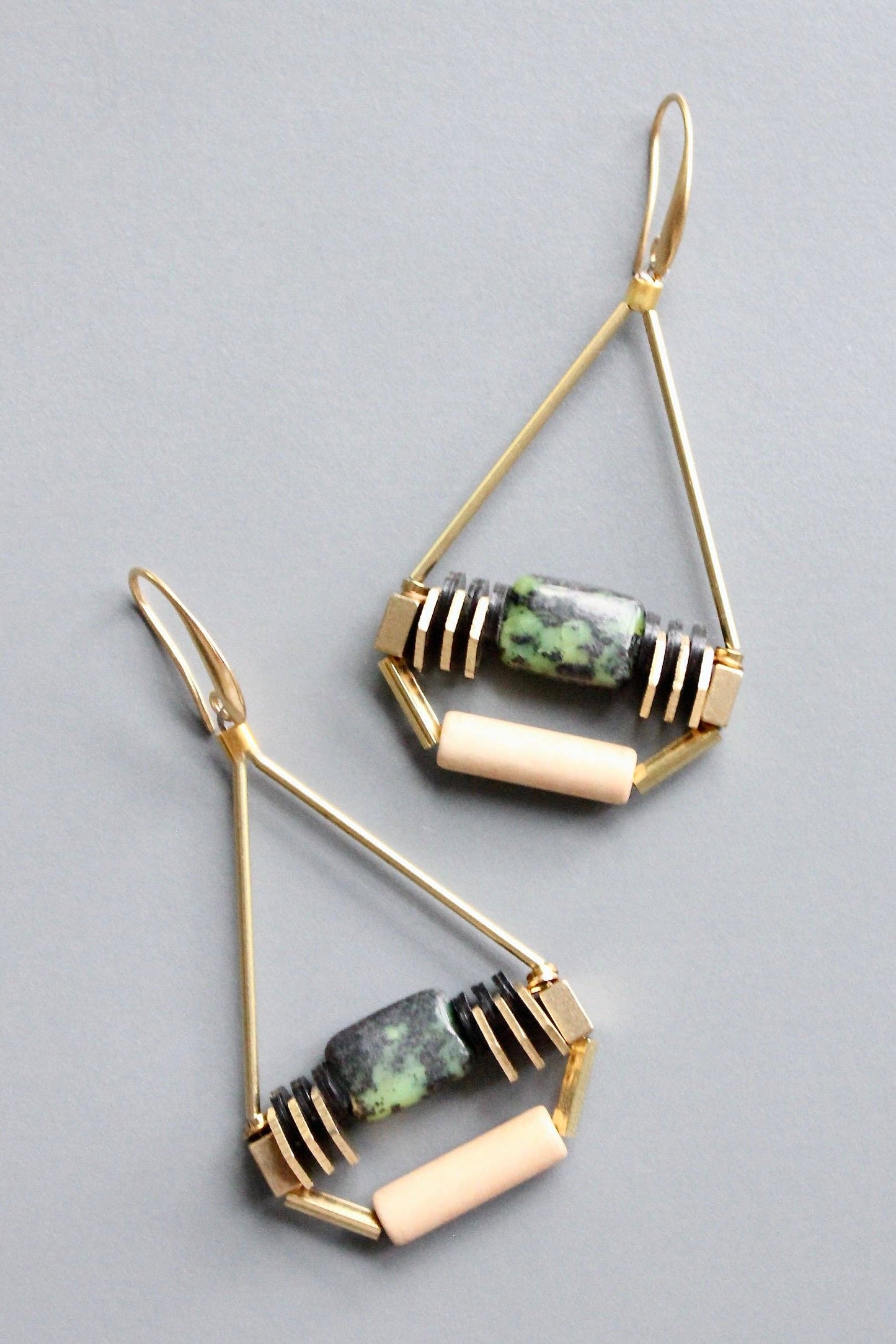 Glass and Jasper Art Deco Earrings