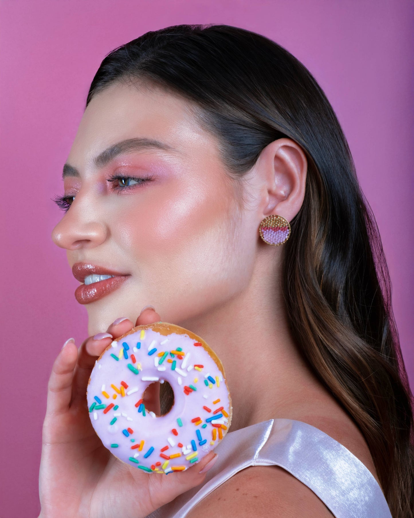 Beaded Handwoven Sweet Tart Stud Earrings