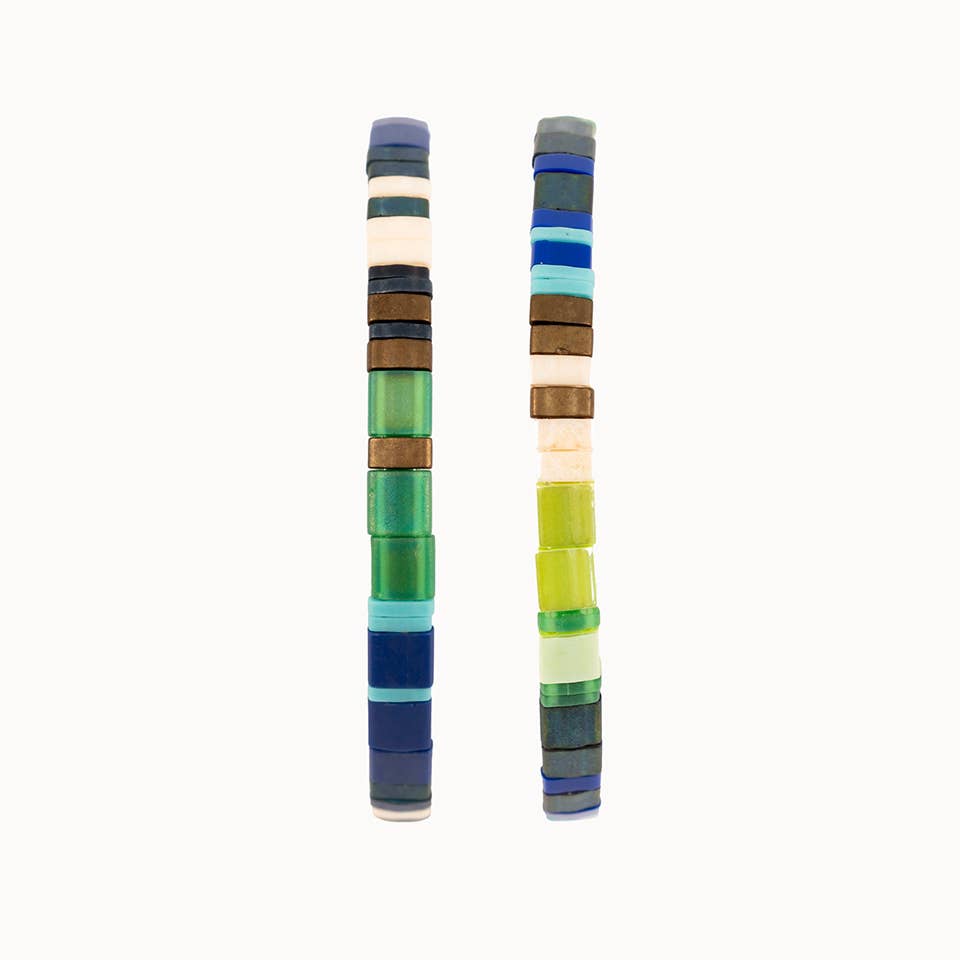 Handmade Tila Bead Stretch Bracelet - PAIR