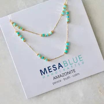 Square Gemstone Beaded Necklace