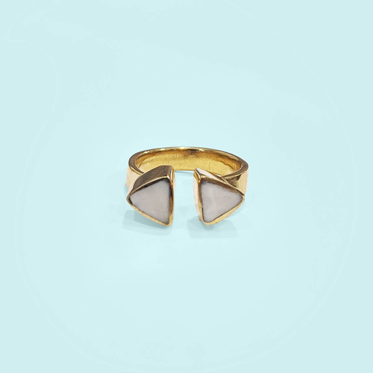 Triangle Ring in White - Recycled Brass