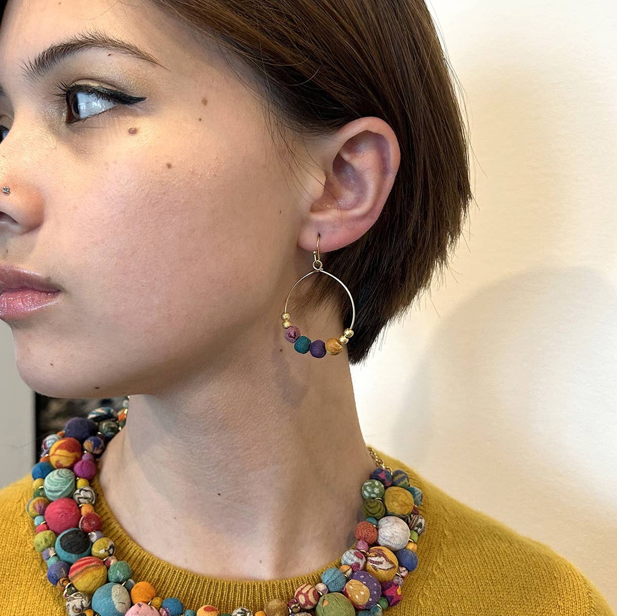 Kantha Petite Gilded Hoops