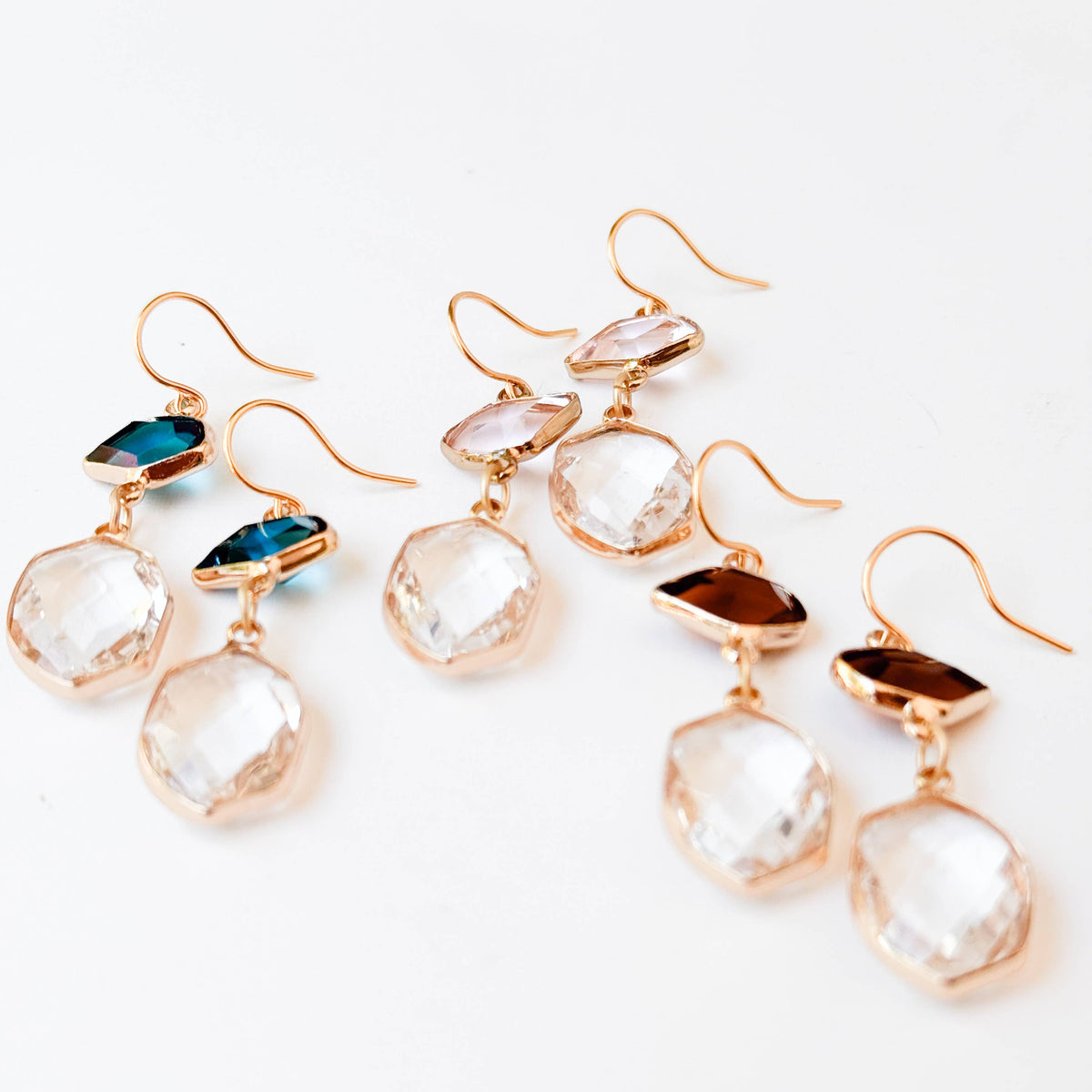 Faceted Glass Drop Earrings