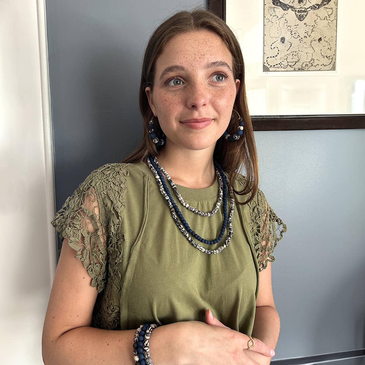 Kantha Indigo Graduated Hoops