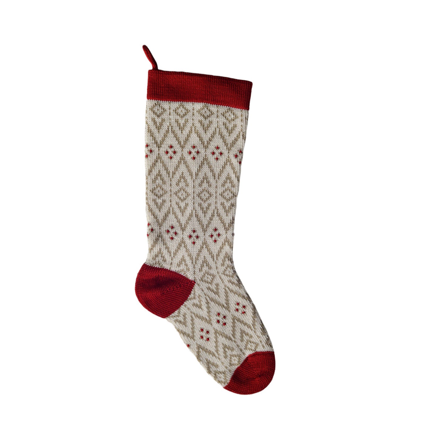 Ecru Patterned Stocking/Red
