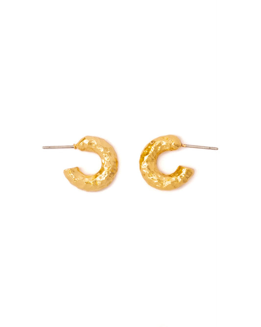 Gold Hammered Mini Hoop Earrings