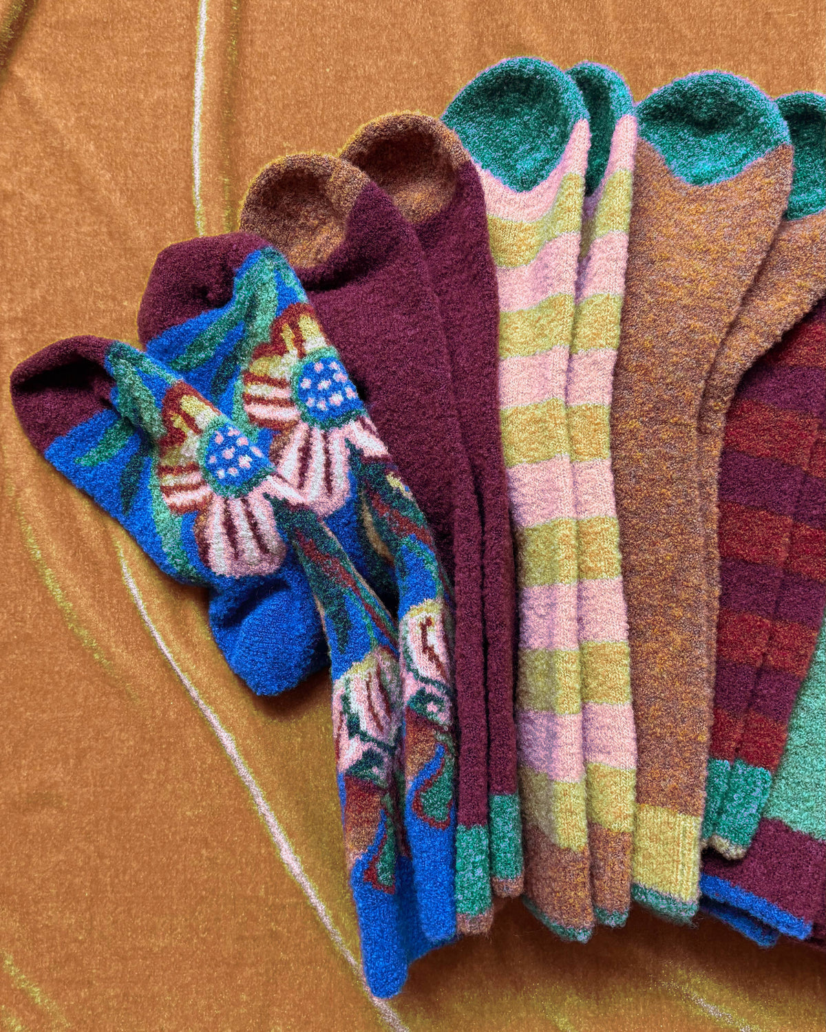 Wool Blend Mousse Bouquet Socks