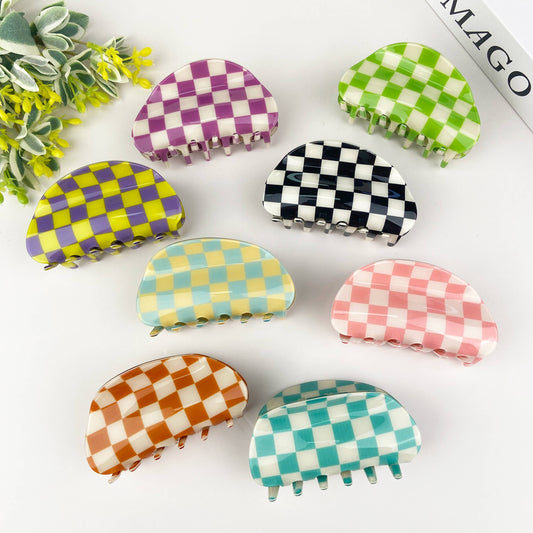 Pink Checker Hair Claw
