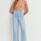 Light Wash Cargo Pocket Wide Leg