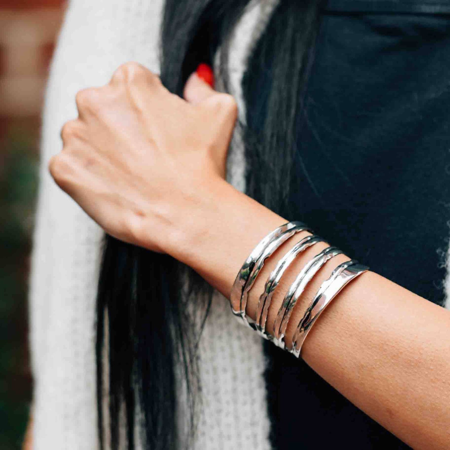 Ruffle Cuff Silver Bracelet