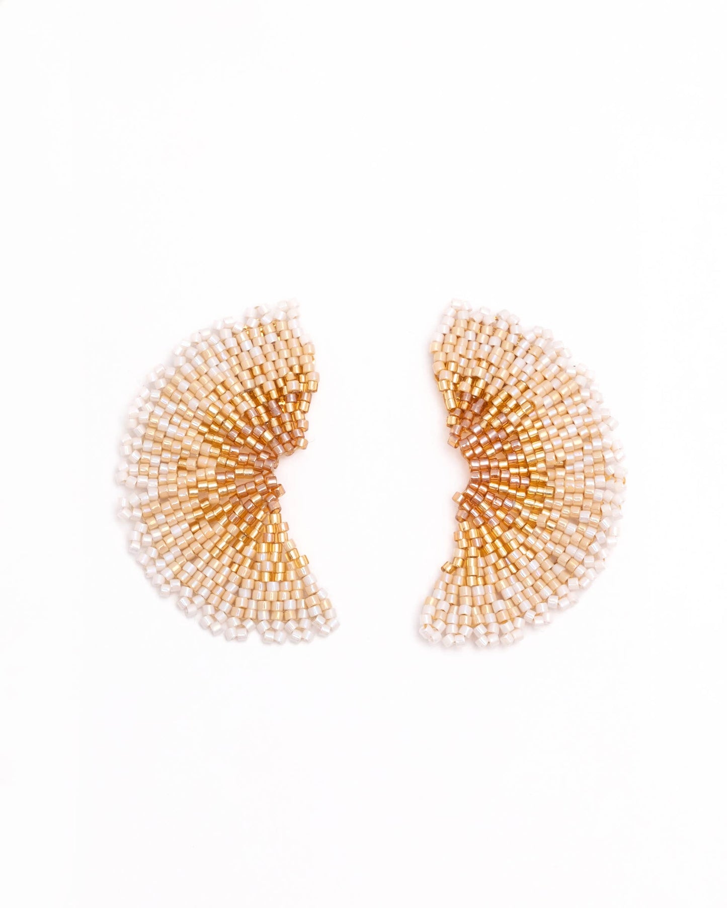 Beaded Handwoven Ginkgo Leaf Stud Earrings