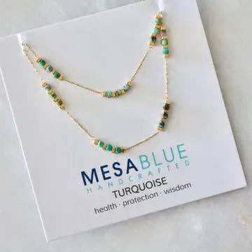 Square Gemstone Beaded Necklace