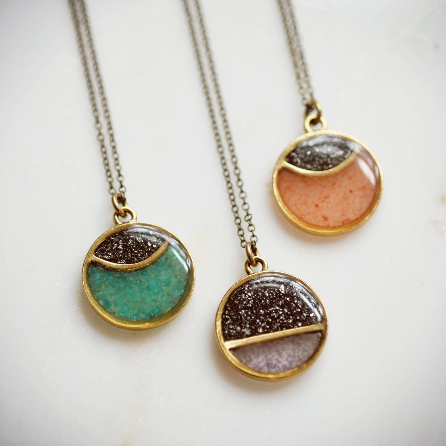 Half Moon Pyrite Necklace