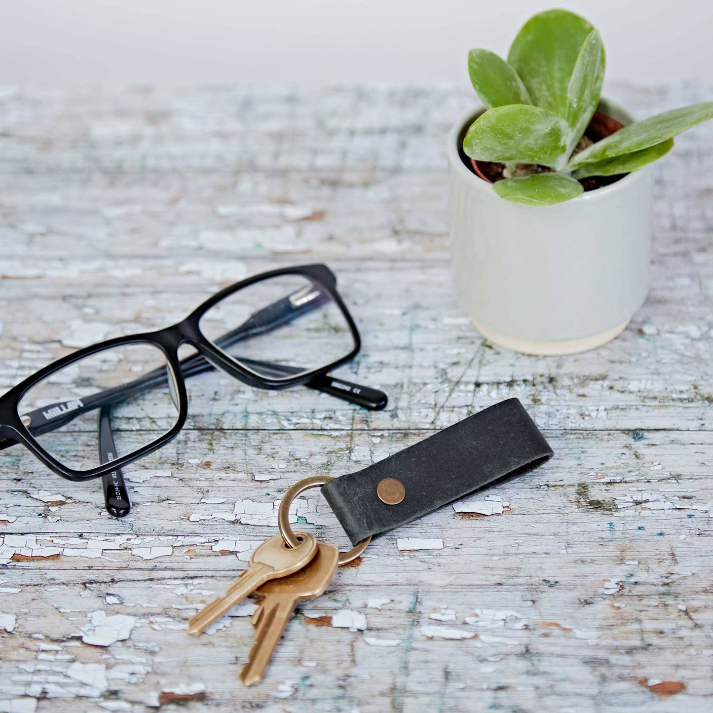 Buffalo Leather Loop Keyring - Keychain - Key Fob