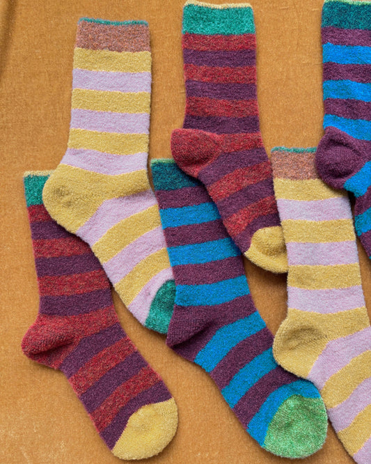 Wool Blend Mousse Honey Striped Socks