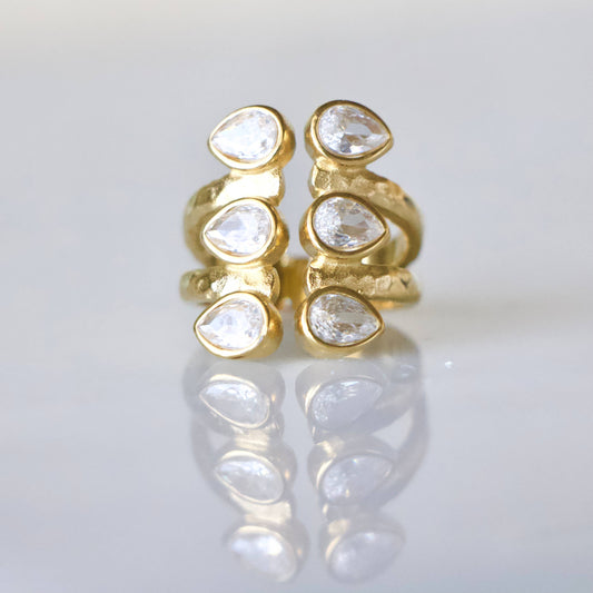 CZ Droplet Cuff Ring  