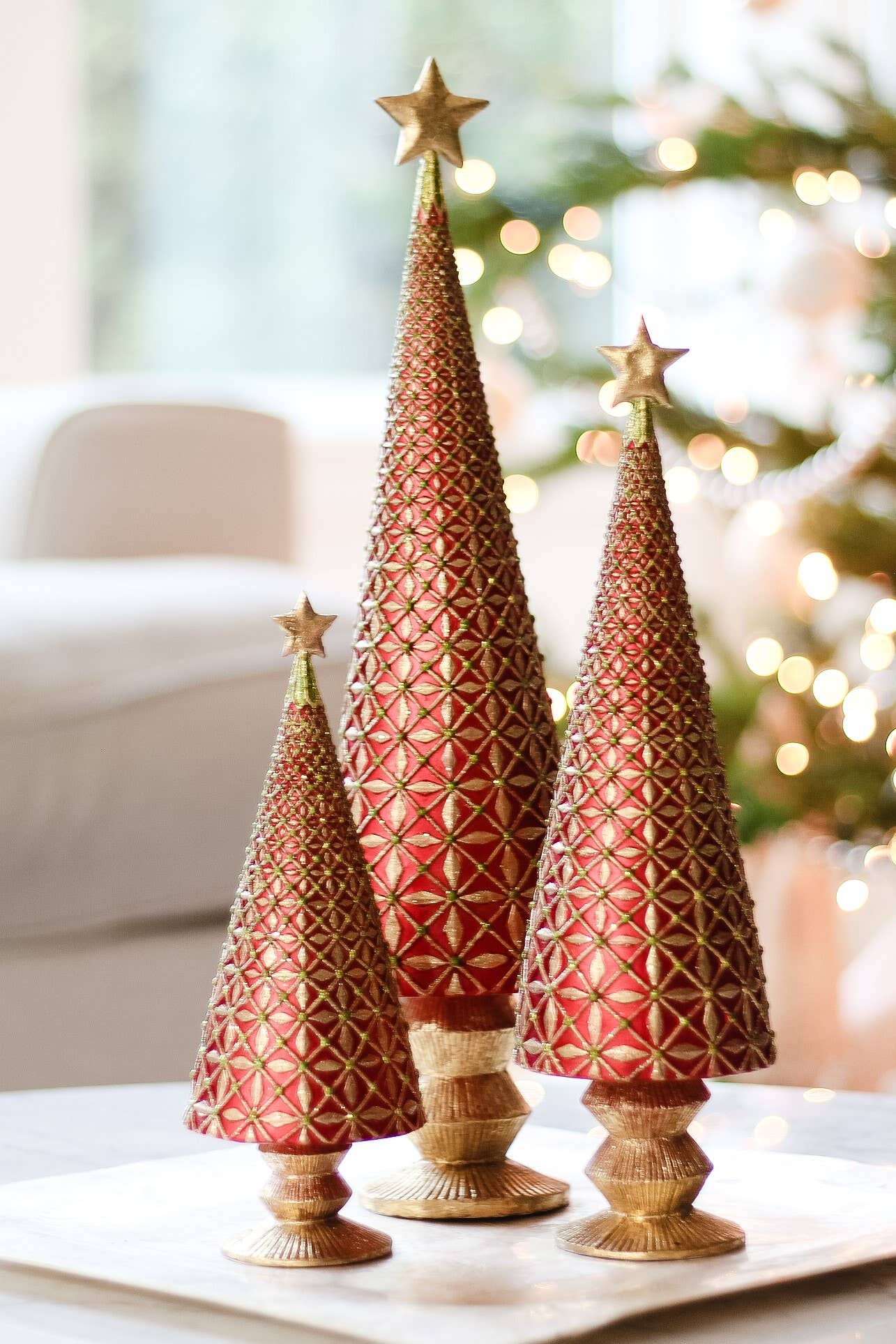 Diamond Burst Cone Tree (Red/Citron)